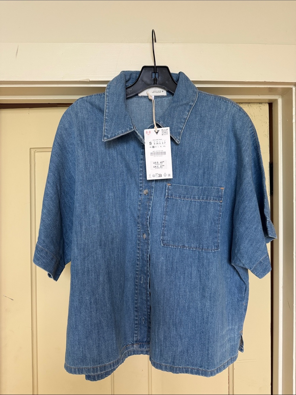 Zara women’s denim Short-Sleeve shirt
